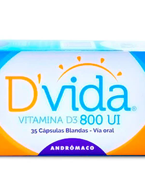 D'vida Vitamina D3 800UI 35 Cápsulas blandas.
