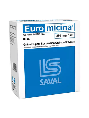 Euromicina Claritromicina 250 mg/5 ml Suspensión oral 80 ml.