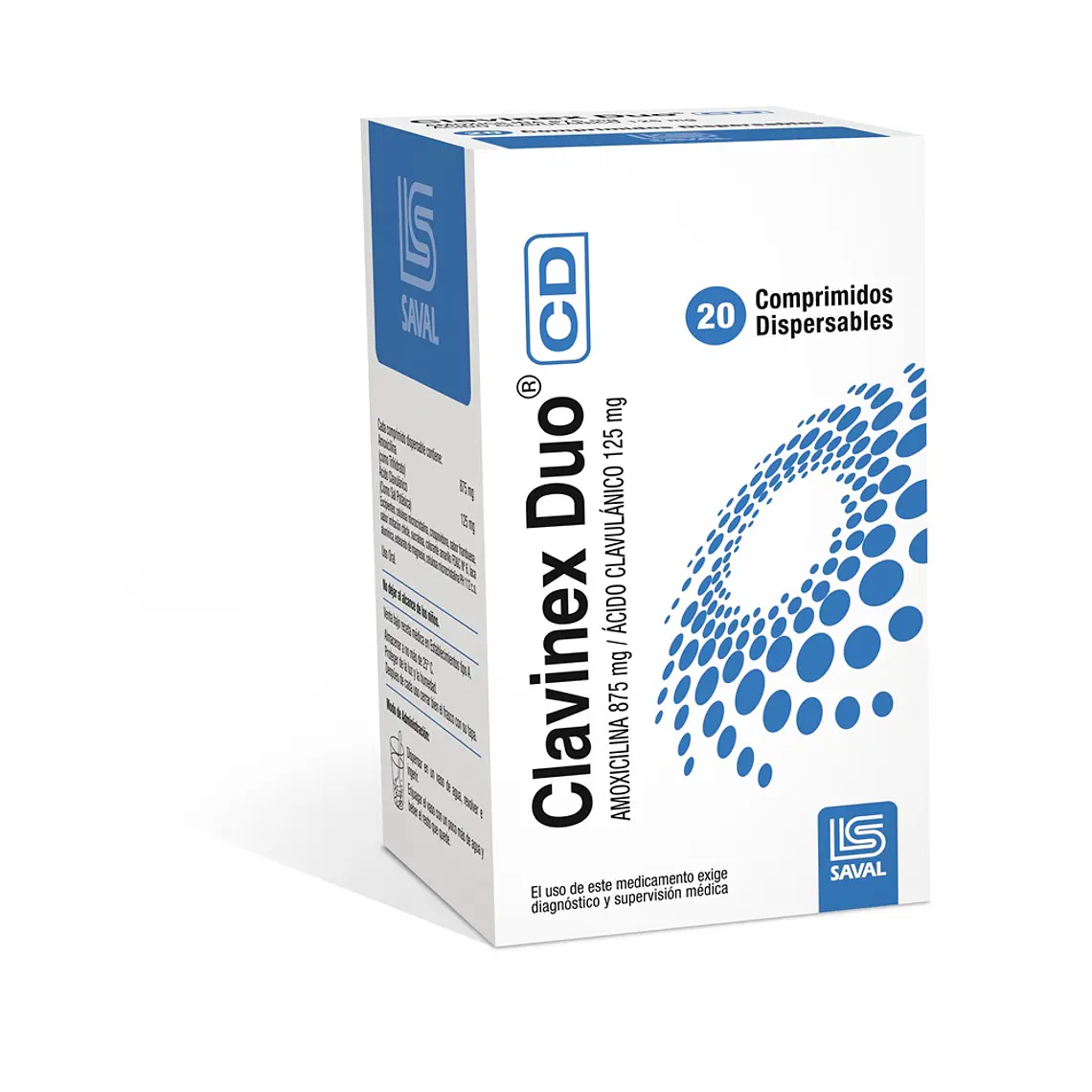Clavinex Duo CD Amoxicilina Ácido Clavulánico 20 Comprimidos dispersables. 1