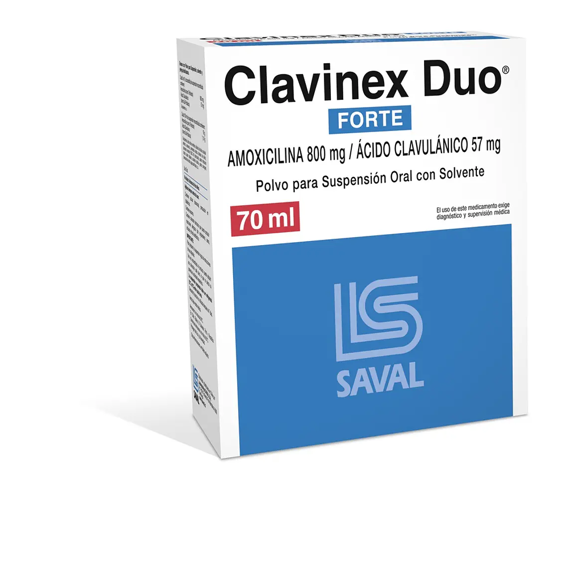Clavinex Duo Forte Amoxicilina Ácido Clavulánico Suspensión oral 70 ml. 1