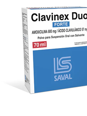 Clavinex Duo Forte Amoxicilina Ácido Clavulánico Suspensión oral 70 ml.