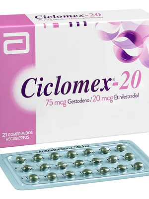 Ciclomex-20 Gestodeno 75 mcg Etinilestradiol 20 mcg 21 Comprimidos.