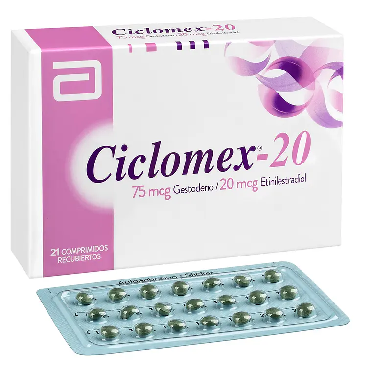 Ciclomex-20 Gestodeno 75 mcg Etinilestradiol 20 mcg 21 Comprimidos. 1