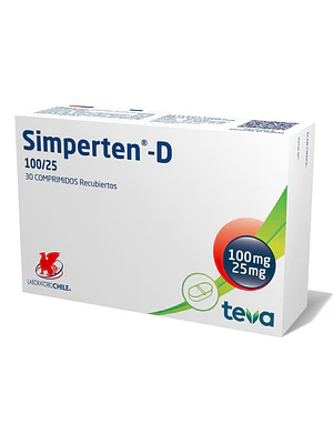 Simperten-D 100/25 mg Hidroclorotiazida Losartán 30 Comprimidos recubiertos.