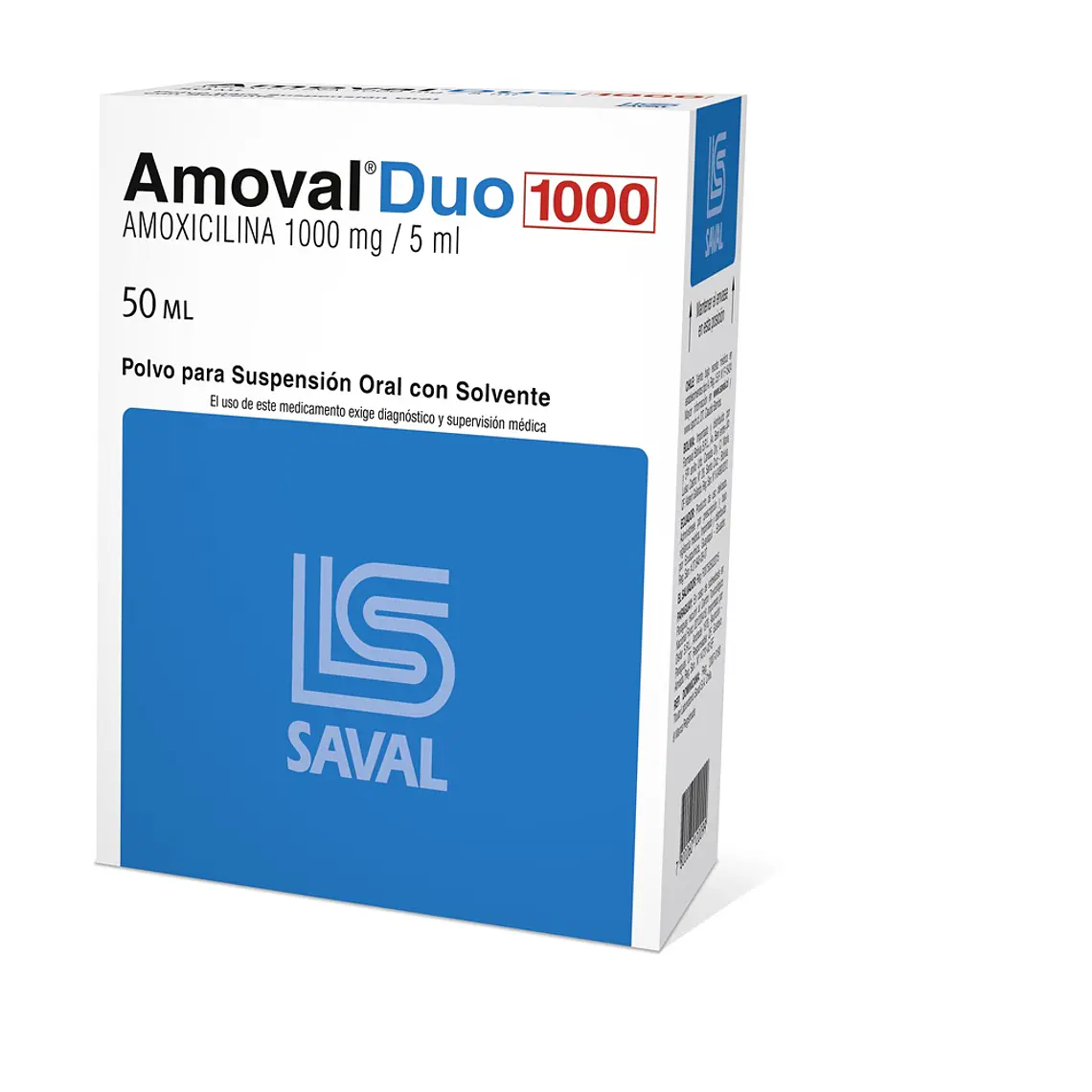 Amoval Duo Amoxicilina 1000 mg /5 ml Suspensión oral 50 ml. 1