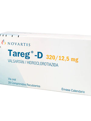 Tareg-D 320/12,5  mg Valsartán  Hidroclorotiazida 28 Comprimidos recubiertos.