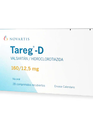 Tareg-D Valsartán Hidroclotiazida 160 / 12,5 mg 28 Comprimidos.