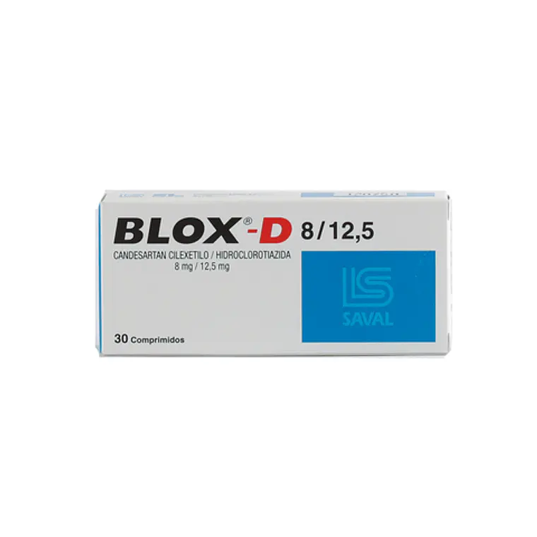Blox-D Candesartán  Hidroclorotiazida 8/12,5 mg  30 Comprimidos. 1