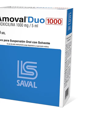 Amoval Duo Forte Amoxicilina 1000 mg /5 ml Suspensión oral 90 ml.