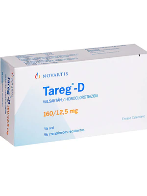 Tareg-D  Valsartán Hidroclorotiazida 160/12,5 mg 56 Comprimidos.