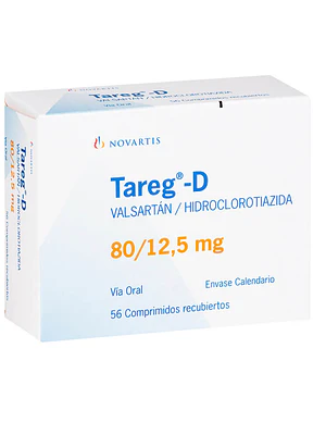 Tareg-D Valsartán Hidroclorotiazida 80 / 12,5 mg 56 Comprimidos.