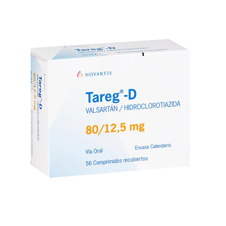 Tareg-D Valsartán Hidroclorotiazida 80 / 12,5 mg 56 Comprimidos. 1