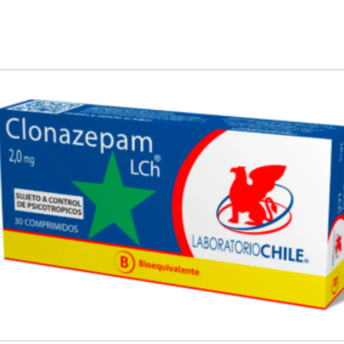 Clonazepam (B) 2 mg 30 Comprimidos. Medicamento controlado, venta presencial. 1