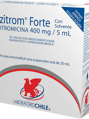 Azitrom Forte Azitromicina 400 mg /5 ml Solución oral 20 ml.