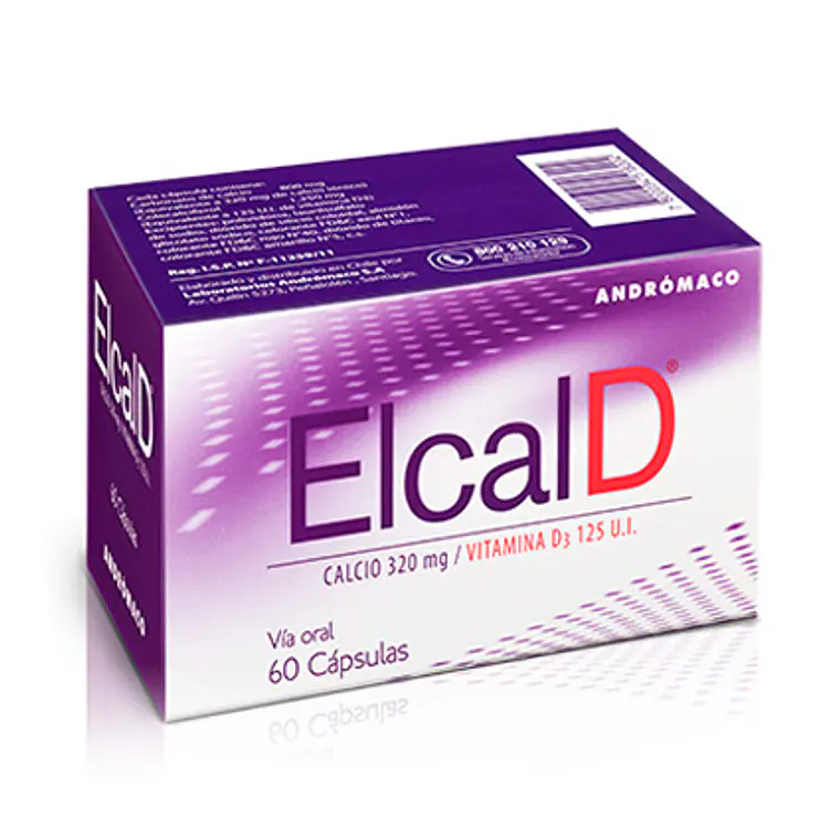 Elcal D Calcio 320 mg Vitamina D3 125 UI 60 Cápsulas. 1