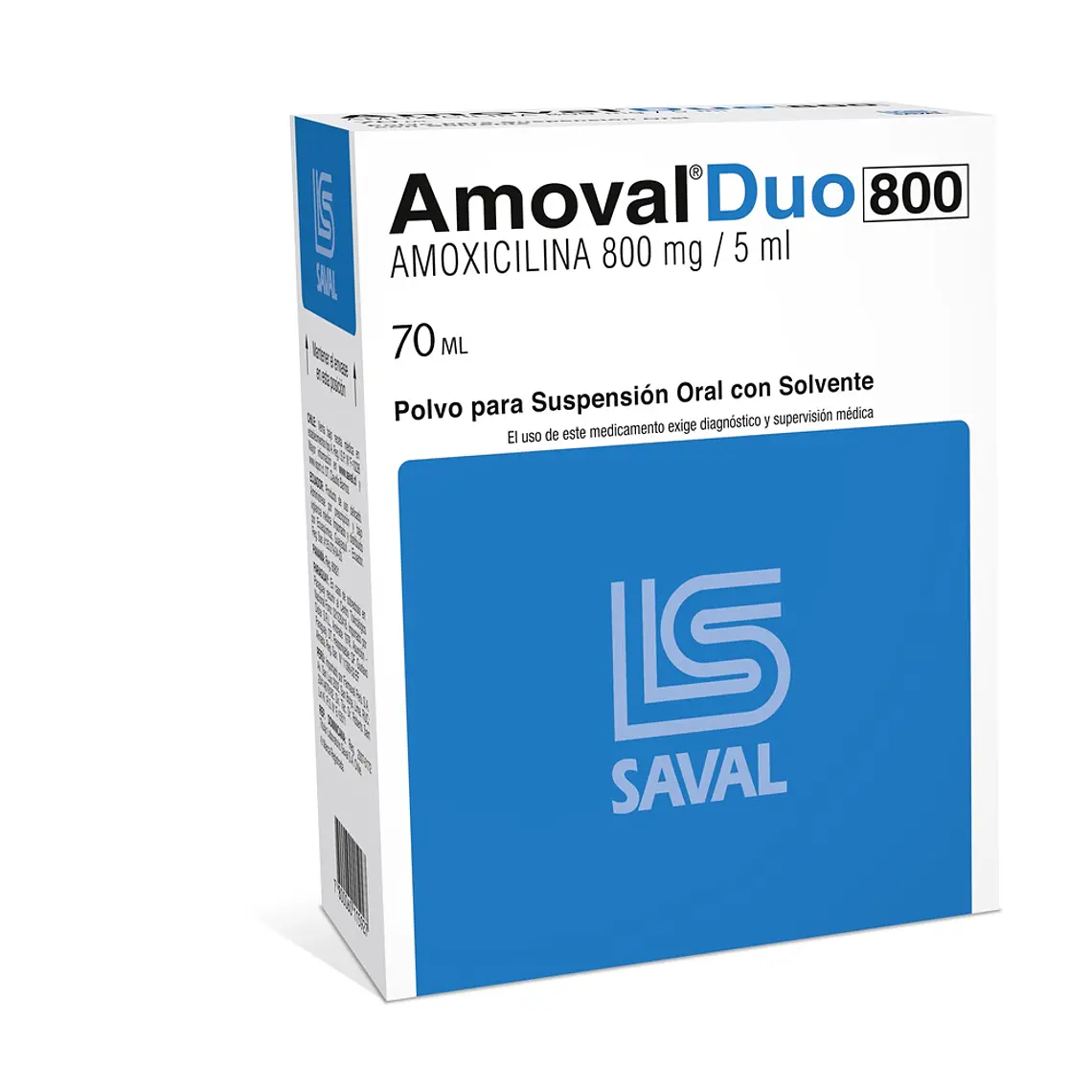 Amoval Duo Amoxicilina 800 mg/ 5 ml Suspensión oral 70 ml. 1