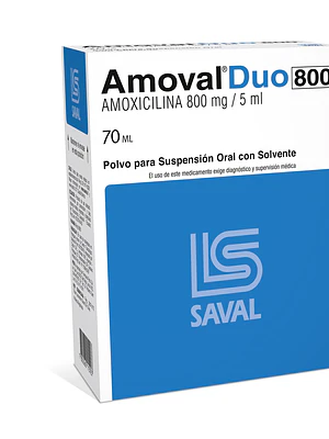 Amoval Duo Amoxicilina 800 mg/ 5 ml Suspensión oral 70 ml.