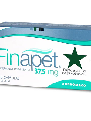 Finapet (B) Fentermina 37,5 mg 30 Cápsulas. Medicamento controlado, venta presencial.