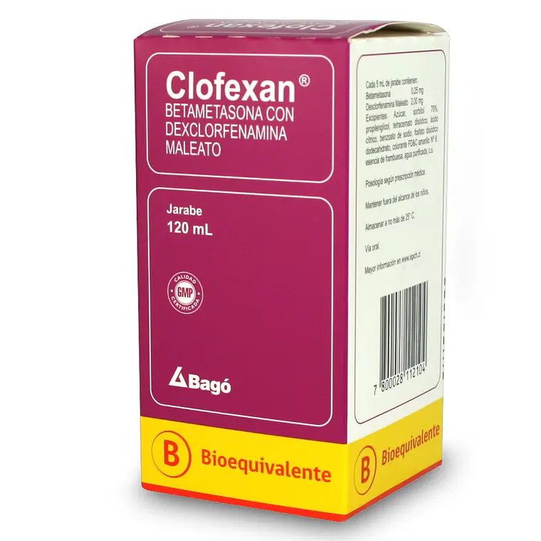 Clofexan (B) Betametasona Dexclorfenamina Jarabe 120 ml. 1