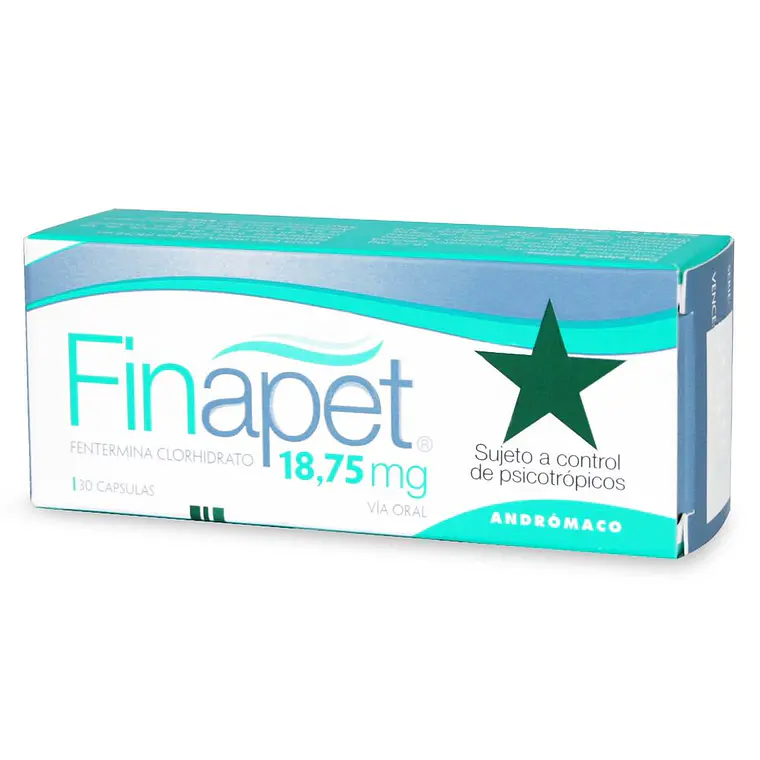 Finapet (B) Fentermina 18,75 mg 30 Cápsulas. Medicamento controlado, venta presencial 1