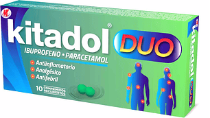 Kitadol Duo comprimidos, envase de 10 comprimidos.