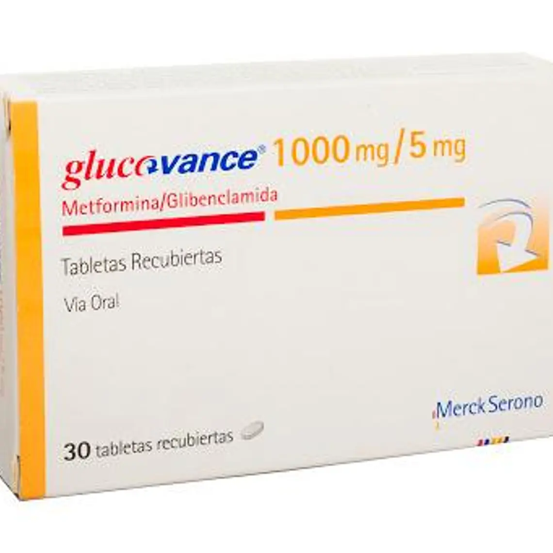 Glucovance 1000/5 Metformina Glibenclamida 30 Comprimidos recubiertos. 1