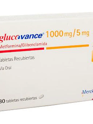 Glucovance 1000/5 Metformina Glibenclamida 30 Comprimidos recubiertos.