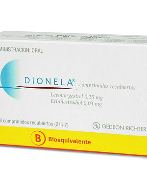 Dionela (B) Levonorgestrel  Etinilestradiol 28 Comprimidos recubiertos.