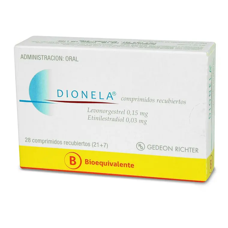 Dionela (B) Levonorgestrel  Etinilestradiol 28 Comprimidos recubiertos. 1