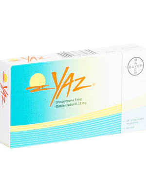 Yaz Drospirenona Etinilestradiol 28 Comprimidos recubiertos.
