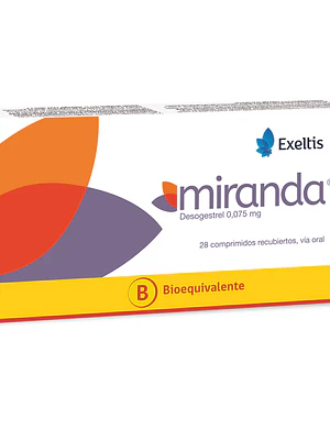 Miranda (B) Desogestrel 0,075 mg 28 Comprimidos recubiertos.