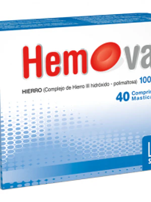 Hemoval Hierro 100 mg 40 Comprimidos masticables.