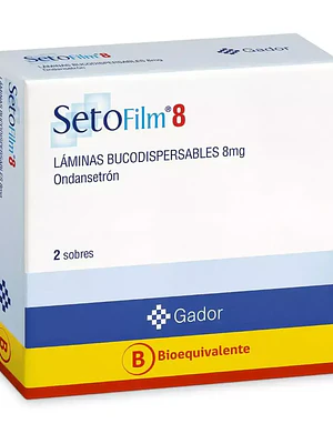 Setofilm (B) Ondansetrón 8 mg 2 Sobres de láminas bucodispersables.