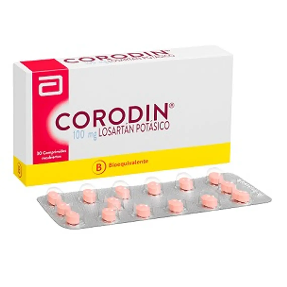 Corodin (B) Losartán potásico 100 mg 30 Comprimidos recubiertos. 1