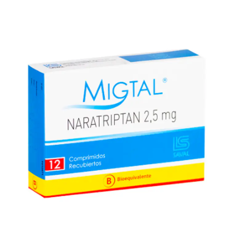 Migtal (B) Naratriptán 2,5 mg 12 Comprimidos recubiertos. 1