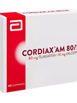 Cordiax 80/10 mg Telmisartán Amlodipino 40 Comprimidos.