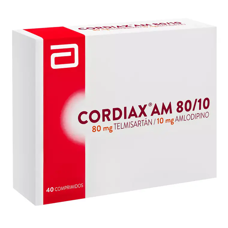 Cordiax 80/10 mg Telmisartán Amlodipino 40 Comprimidos. 1