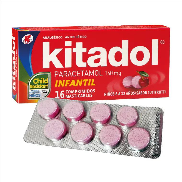 Kitadol Parcetamol Infantil 160 mg 16 Comprimidos masticables. 1