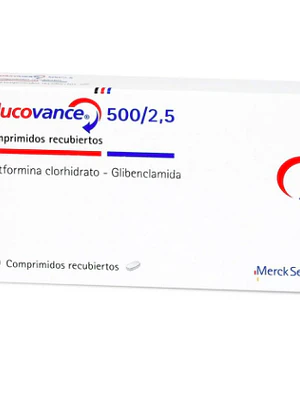 Glucovance 500/2,5 mg Metformina Glibenclamida 30 Comprimidos.