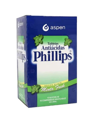 Phillips Antiácido Menta 100 Comprimidos.