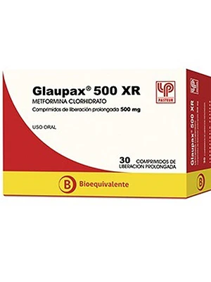 Glaupax XR (B) Metformina 500 mg 30 Comprimidos.