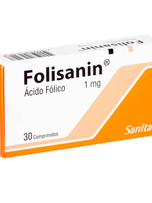 Folisanin Ácido fólico 1 mg 30 Comprimidos.