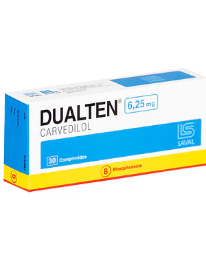 Dualten (B) Carvedilol 6,25 mg 30 Comprimidos.