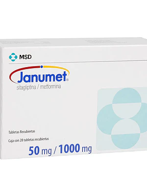 Janumet 50/1000 mg Sitagliptina, Metformina  56 Comprimidos.
