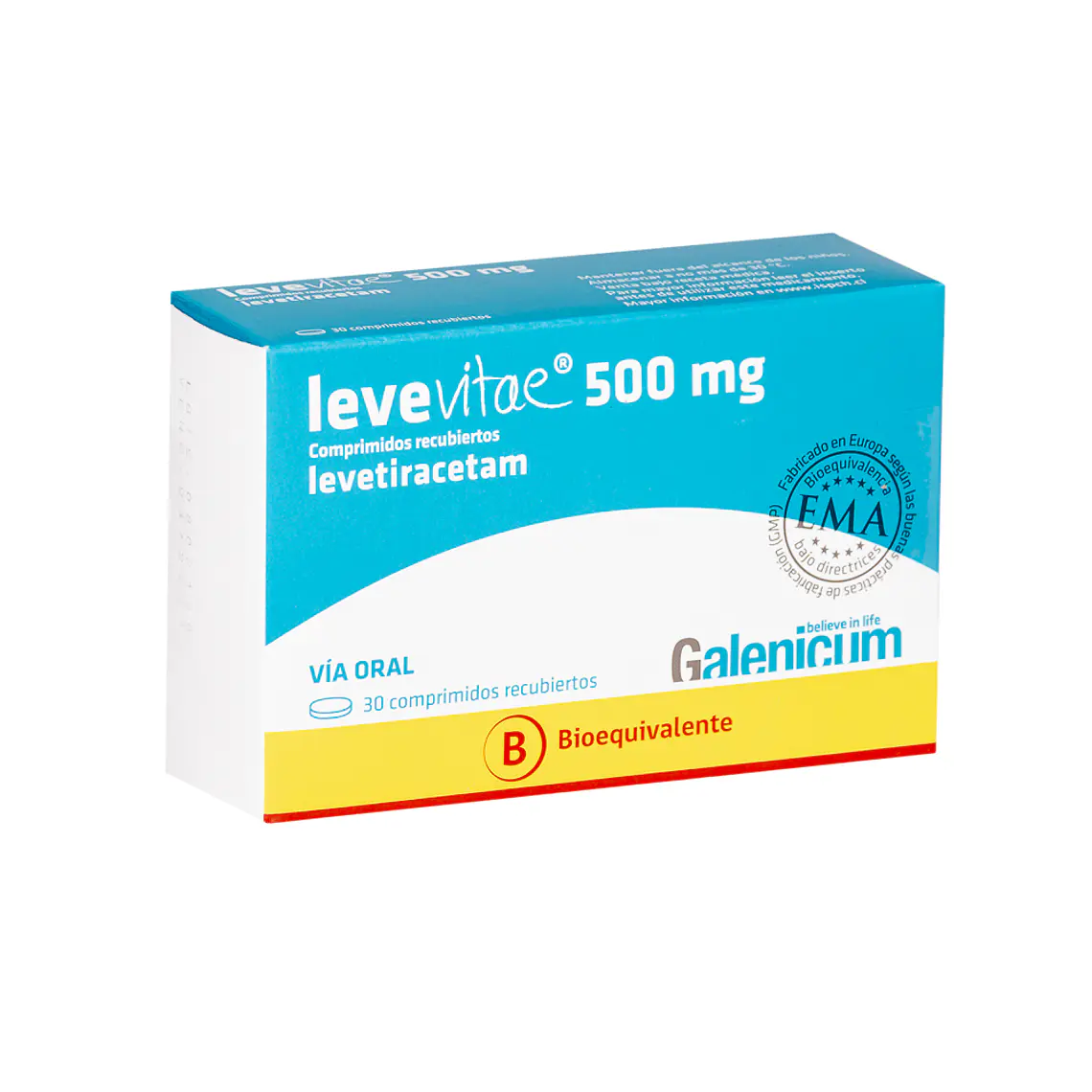 Levevitae (B) Levetiracetam 500 mg 30 Comprimidos. 1