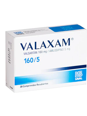 Valaxam Valsartán, Amlodipino 160 / 5 mg 30 Comprimidos.