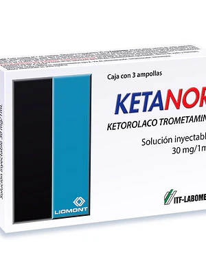 Ketanor Ketorolaco 30 mg / 1 ml 3 Ampollas inyectables.