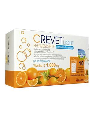 Crevet Light Vitamina C 1000 mg 10 Sobres efervescentes.