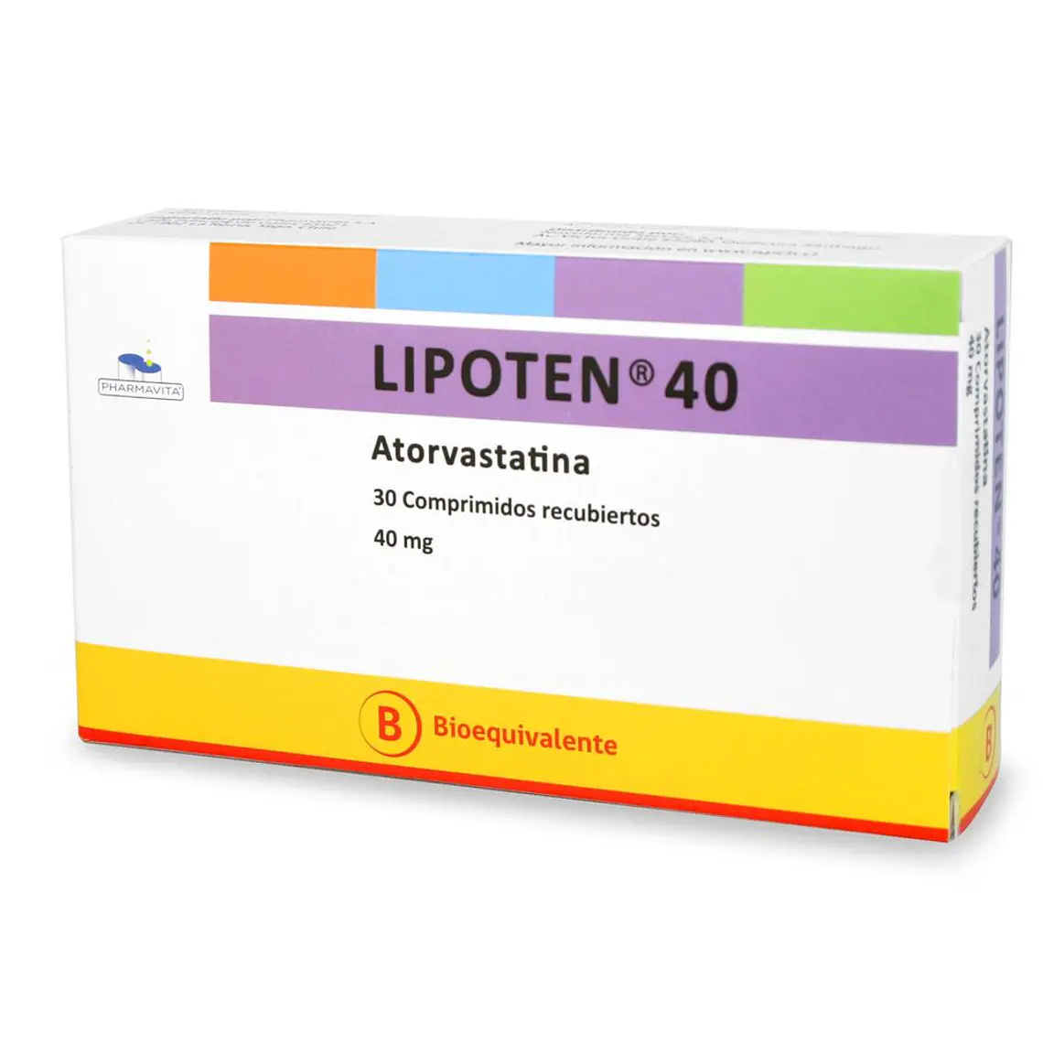 Lipoten (B) Atorvastatina 40 mg 30 Comprimidos. 1