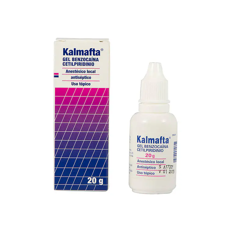 Kalmafta Gel Benzocaína, Cetilpiridino Anestésico bucal 20 g. 1